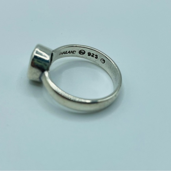 Vintage Bezel Set Sterling Silver 925 Oval Blue Topaz Ring - Picture 9 of 12